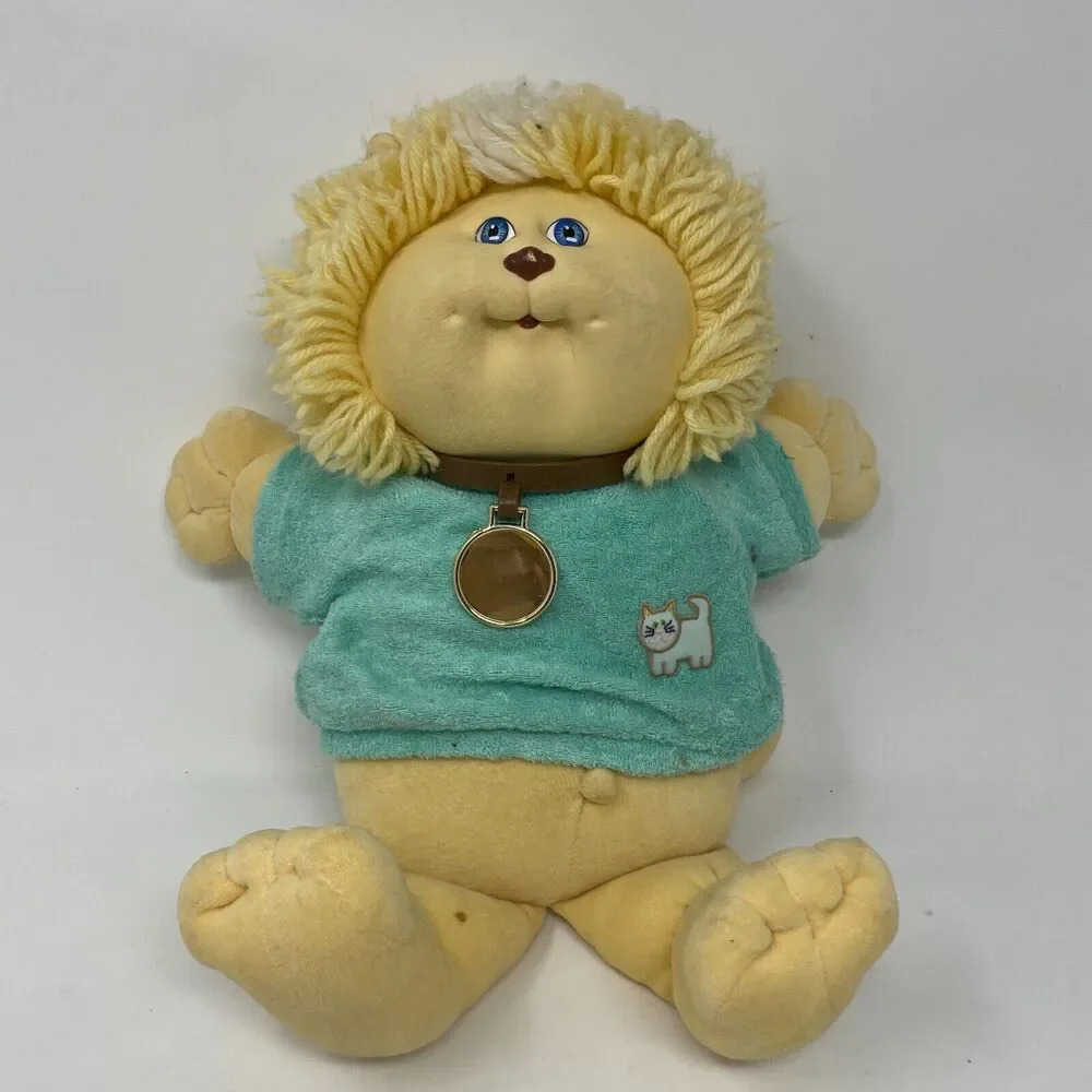 Koosas Cabbage Patch Kids Xavier Roberts Dog Doll Blue Eyes White Hair 1983 VTG